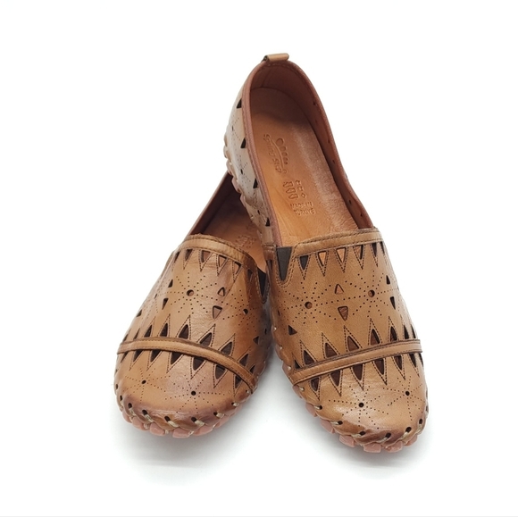 Spring Step Fusaro Brown Perforated Leather Slip On Loafer Size 9.5-10 EU 41 - Picture 1 of 8